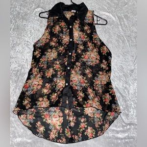 4/$20 Open back sheer collared tank button up